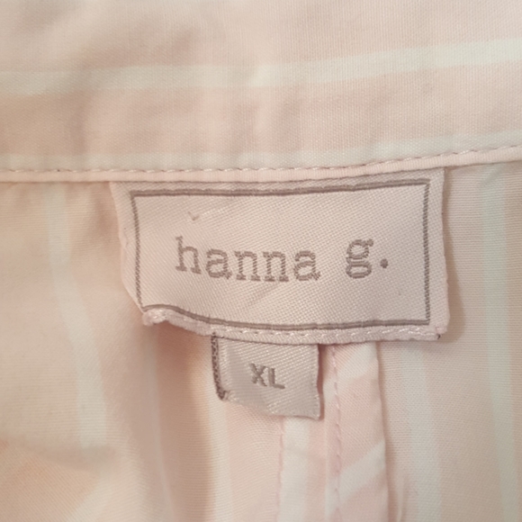 Hanna G. Shirt Pink White Stripe Button Size XL - Picture 5 of 7